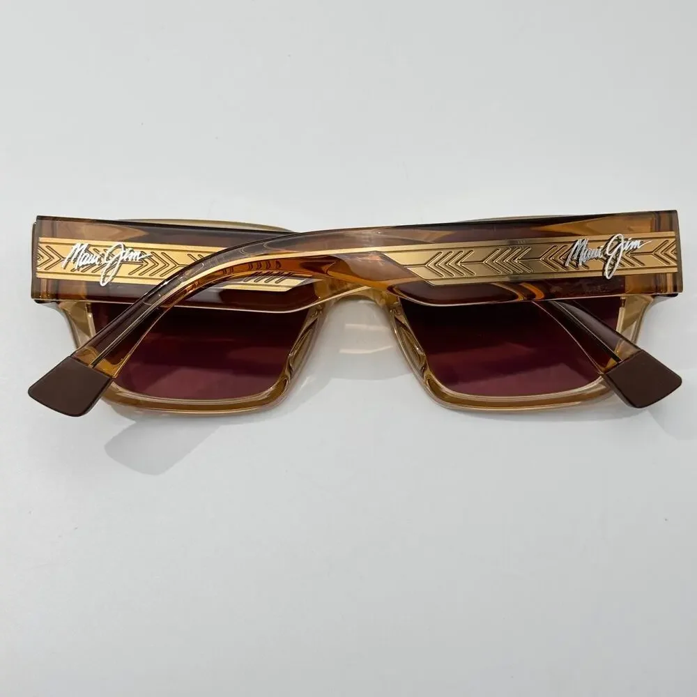 Maui Jim Sunglasses Kenui STG-SG MJ642-01 Transparent Tan Frame Polarized 53mm